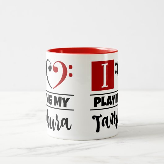 Bass Clef Heart I love play my Tambura Tweekleurige Koffiemok (Center)