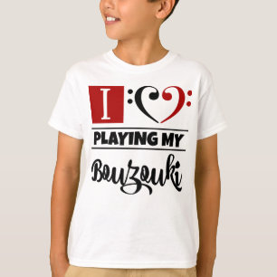Bass Clef Heart I vind het geweldig om mijn Bouzou T-shirt