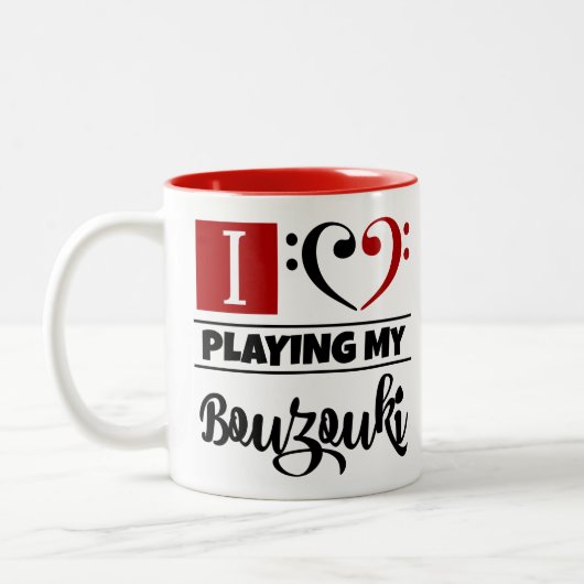 Bass Clef Heart I vind het geweldig om mijn Bouzou Tweekleurige Koffiemok (Links)