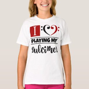 Bass Clef Heart I vind het geweldig om mijn dulcim T-shirt