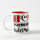 Bass Clef Heart I vind het geweldig om mijn dulcim Tweekleurige Koffiemok (Links)
