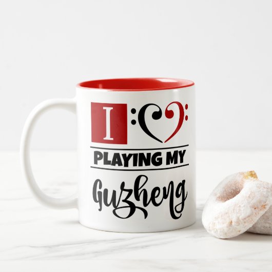 Bass Clef Heart I vind het geweldig om mijn Guzhen Tweekleurige Koffiemok (Met donut)