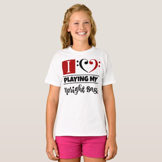 Bass Clef Heart I vind het geweldig om mijn ongeëv T-shirt (Voorkant volledig)