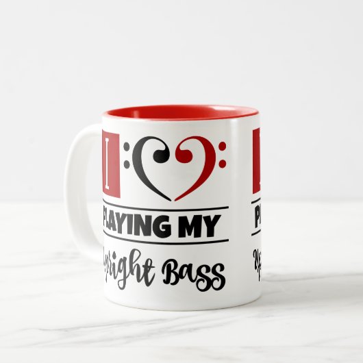 Bass Clef Heart I vind het geweldig om mijn ongeëv Tweekleurige Koffiemok (Voorkant links)