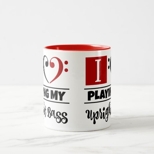 Bass Clef Heart I vind het geweldig om mijn ongeëv Tweekleurige Koffiemok (Center)