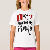 Bass Clef Heart I vind het geweldig om mijn piano  T-shirt (Voorkant)