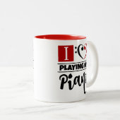 Bass Clef Heart I vind het geweldig om mijn piano  Tweekleurige Koffiemok (Voorkant rechts)