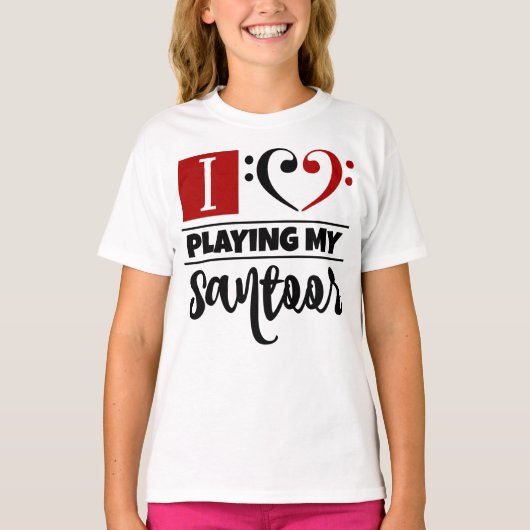 Bass Clef Heart I vind het geweldig om mijn Santer T-shirt (Voorkant)