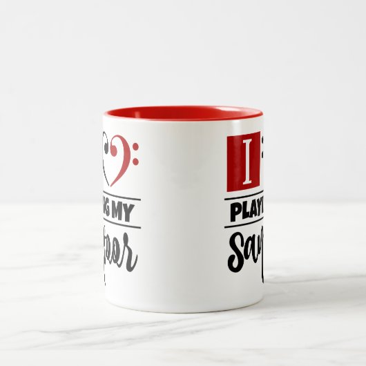 Bass Clef Heart I vind het geweldig om mijn Santer Tweekleurige Koffiemok (Center)