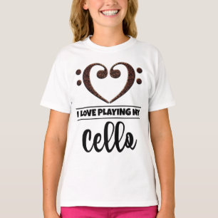 Bass Clef Heart Love Play Cello T-shirt