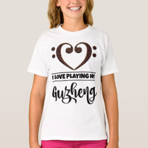 Bass Clef Heart Love Play Guzheng T-shirt