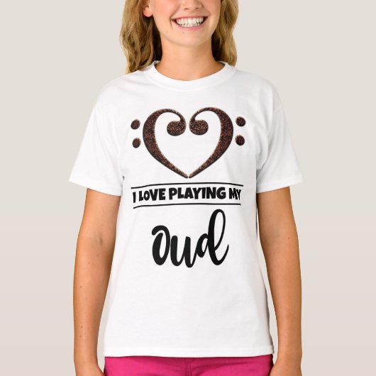 Bass Clef Heart Love Play Oud T-shirt (Voorkant)