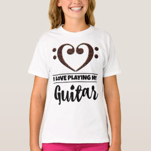Bass Clef Heart Love Plays Guitar T-shirt
