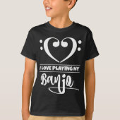Bass Clef Heart Love Pplay Banjo T-shirt (Voorkant)