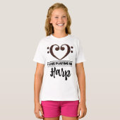 Bass Clef Heart Love Pplay Harp T-shirt (Voorkant volledig)