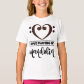 Bass Clef Heart Love Pplay Mandolin T-shirt (Voorkant)