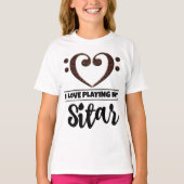 Bass Clef Heart Love Pplay Sitar T-shirt (Voorkant)