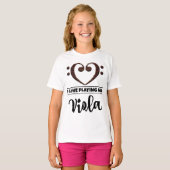 Bass Clef Heart Love Speel Viola T-shirt (Voorkant volledig)