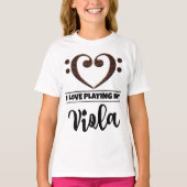 Bass Clef Heart Love Speel Viola T-shirt (Voorkant)