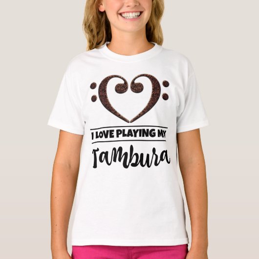 Bass Clef Heart Love Speeling Tambura T-shirt (Voorkant)