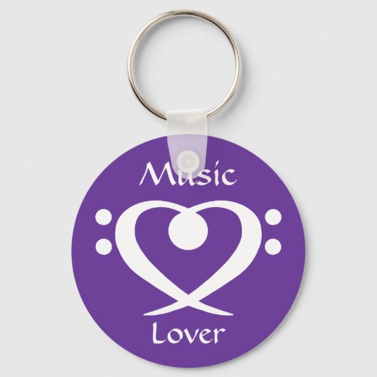 Bass Clef Heart Music Lover Sleutelhanger (Voorkant)