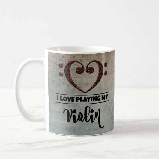 Bass Clef Heart Music Violin Koffiemok (Links)