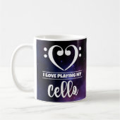 Bass Clef Heart Paarse Nebula Love Cello Koffiemok (Links)