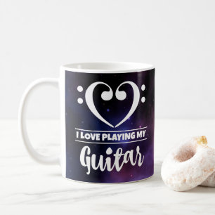 Bass Clef Heart Paarse Nebula Love Guitar Koffiemok