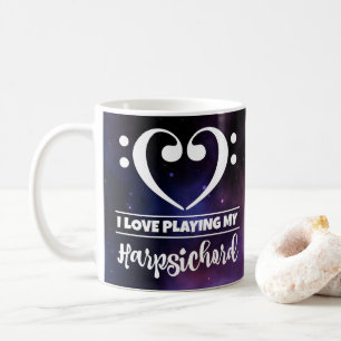 Bass Clef Heart Paarse Nebula Love Harpsichord Koffiemok