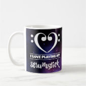 Bass Clef Heart Paarse Nebula Love Strumstick Koffiemok (Links)