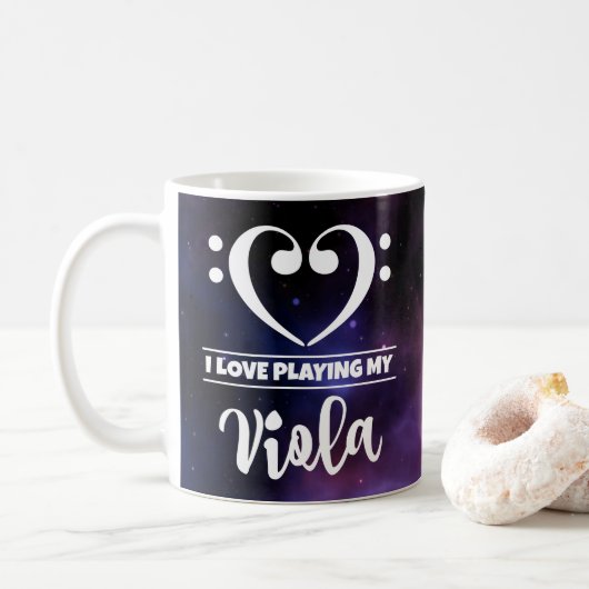 Bass Clef Heart Paarse Nebula Love Viola Koffiemok (Met donut)