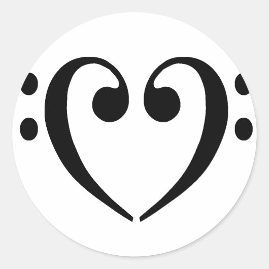 Bass Clef Heart Ronde Sticker (Voorkant)