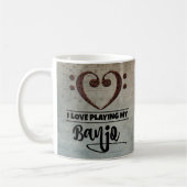 Bass Clef Heart Sheet Music Banjo Koffiemok (Links)