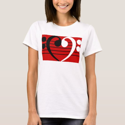 Bass Clef Heart T-shirt (Voorkant)