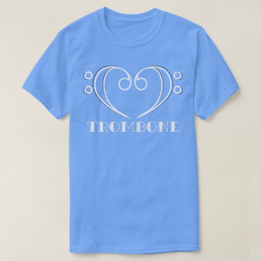 Bass Clef Heart Trombone T-shirt (Design voorkant)