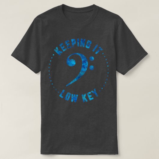 Bass Clef houdt het low Key Blue Musician Music T-shirt (Design voorkant)