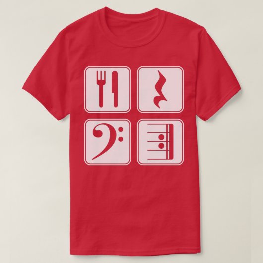 Bass Clef Music Eat Rest Play Herhalen T-shirt (Design voorkant)
