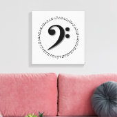 Bass Clef Music Note Design Canvas Afdruk (Insitu (Woonkamer))