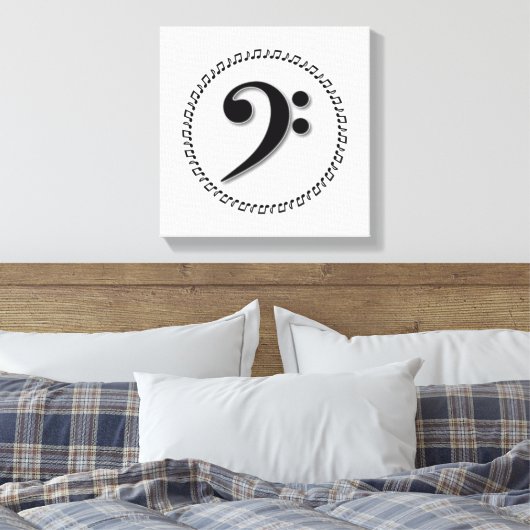 Bass Clef Music Note Design Canvas Afdruk (Insitu (Slaapkamer))