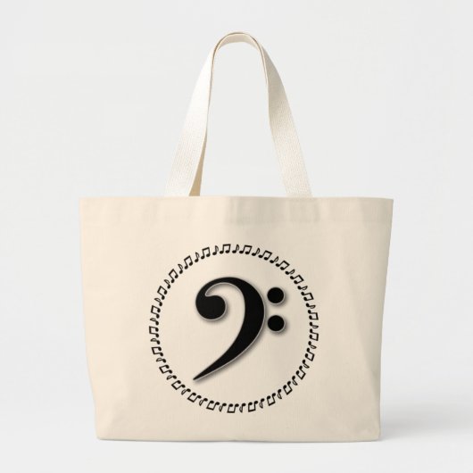 Bass Clef Music Note Design Grote Tote Bag (Voorkant)