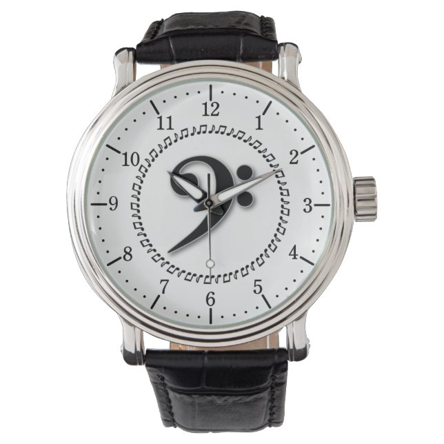 Bass Clef Music Note Design Horloge (Voorkant)