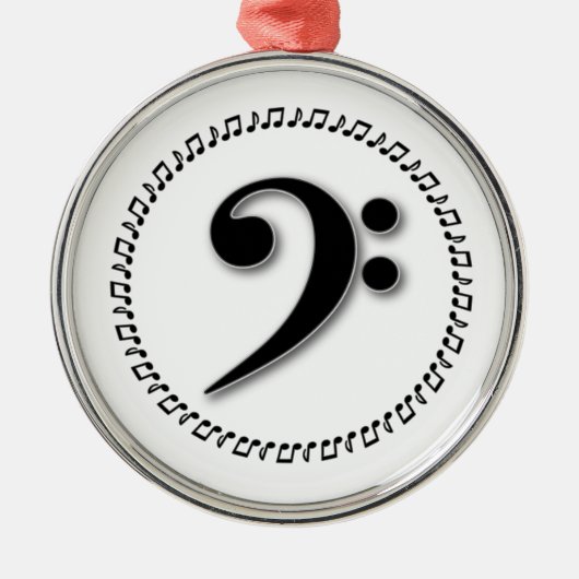 Bass Clef Music Note Design Metalen Ornament (Voorkant)