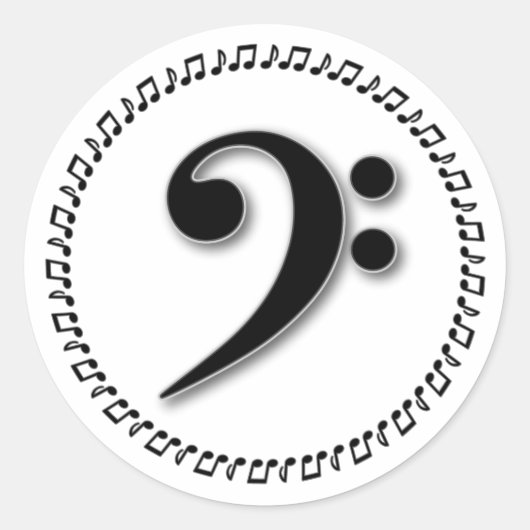 Bass Clef Music Note Design Ronde Sticker (Voorkant)