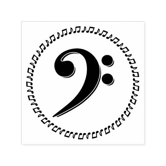 Bass Clef Music Note Design Zelfinktende Stempel (Design)