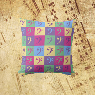 Bass Clef Music Pattern Bright Kussen