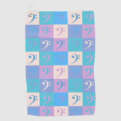 Bass Clef Music Pattern Pastel Golfhanddoek (Voorkant)