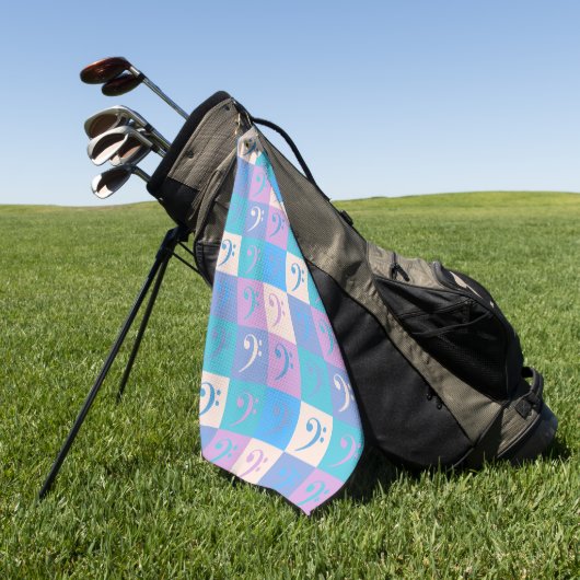 Bass Clef Music Pattern Pastel Golfhanddoek (Groen)