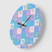 Bass Clef Music Pattern Pastel met cijfers Grote Klok (Hoek)