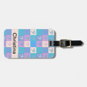 Bass Clef Music Pattern Pastel Personalize Bagagelabel (Voorkant horizontaal)