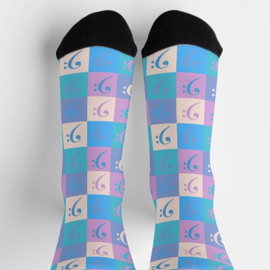 Bass Clef Music Pattern Pastel Sokken (Top)